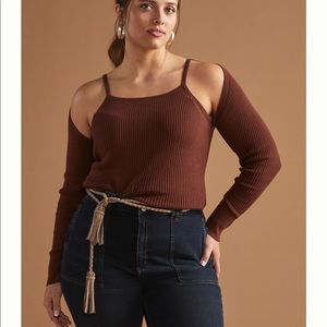 NWT Anthropologie plus size sweater, lightweight cut out design size 1x